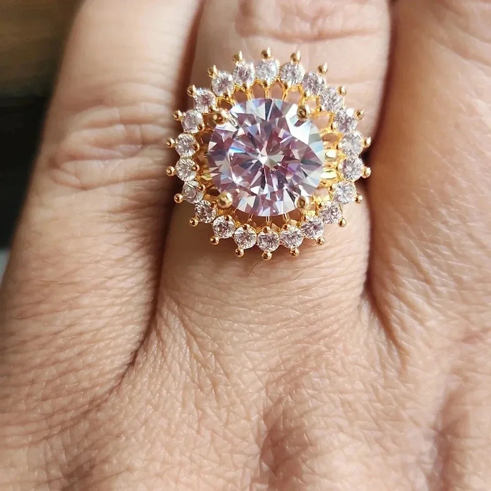 American Diamond Accented Gold Adjustable Ring.